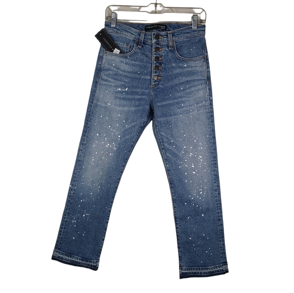 NWT Veronica Beard Ines Girlfriend Paint Splatter crop Sz 26 - Picture 2 of 10